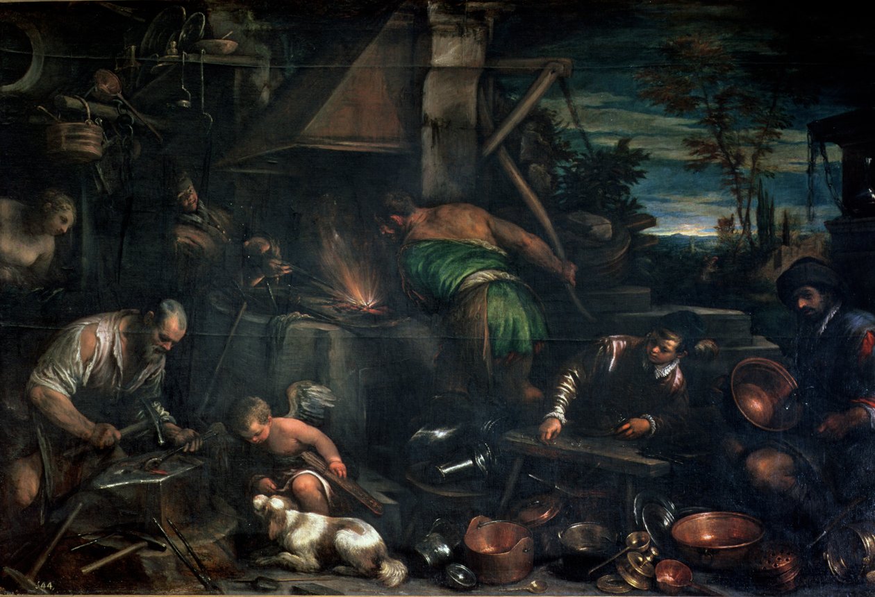 A Forja de Vulcano (óleo sobre tela) de Leandro da Ponte Bassano
