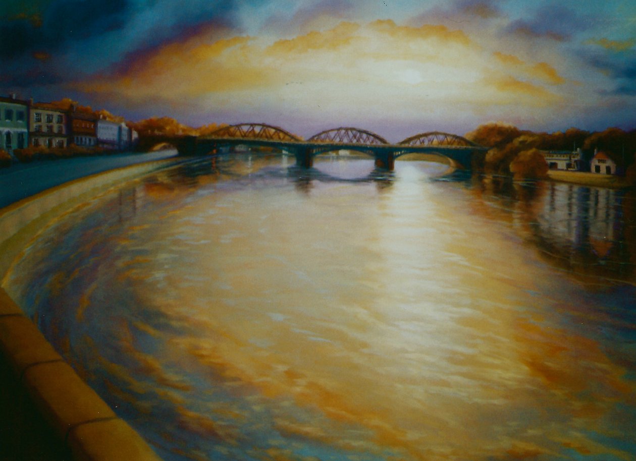 Barnes Bridge, pôr do sol do Rio Thames 2006 de Lee Campbell