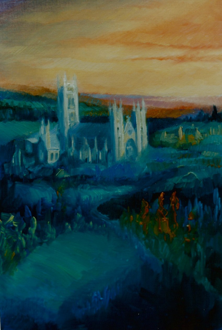 Catedral de Canterbury, 2000 (óleo sobre papel) de Lee Campbell