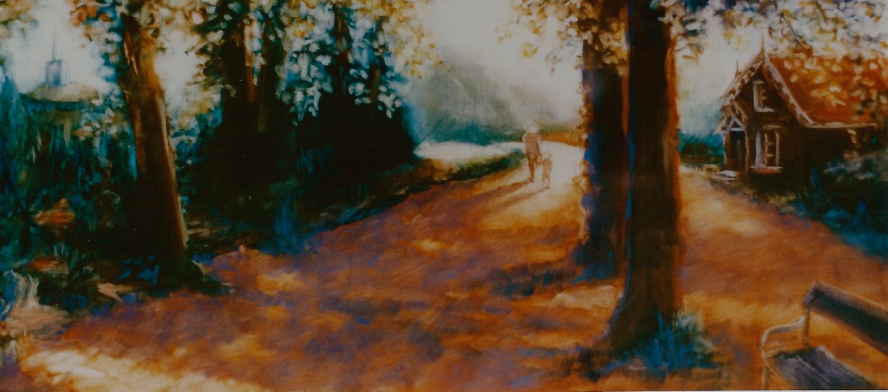 Dane John Gardens, Canterbury, 2000 (óleo sobre papel) de Lee Campbell