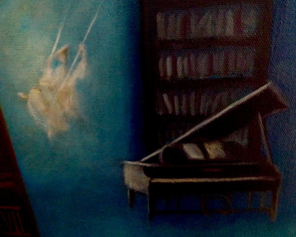 Pormenor da Biblioteca Encantada, 2024 (óleo sobre tela) de Lee Campbell