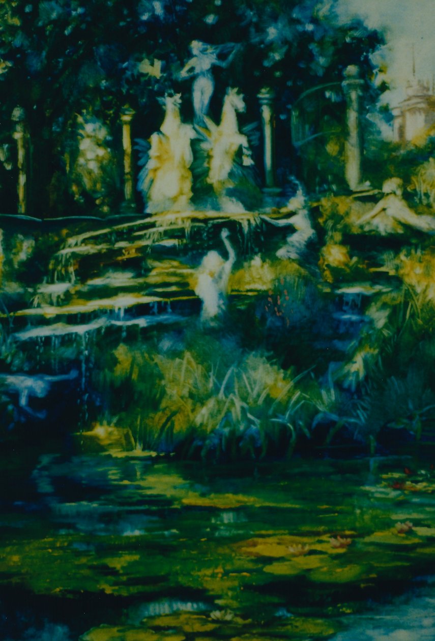 Folly 2002 (óleo sobre papel) Twickenham estátuas e fonte de Lee Campbell