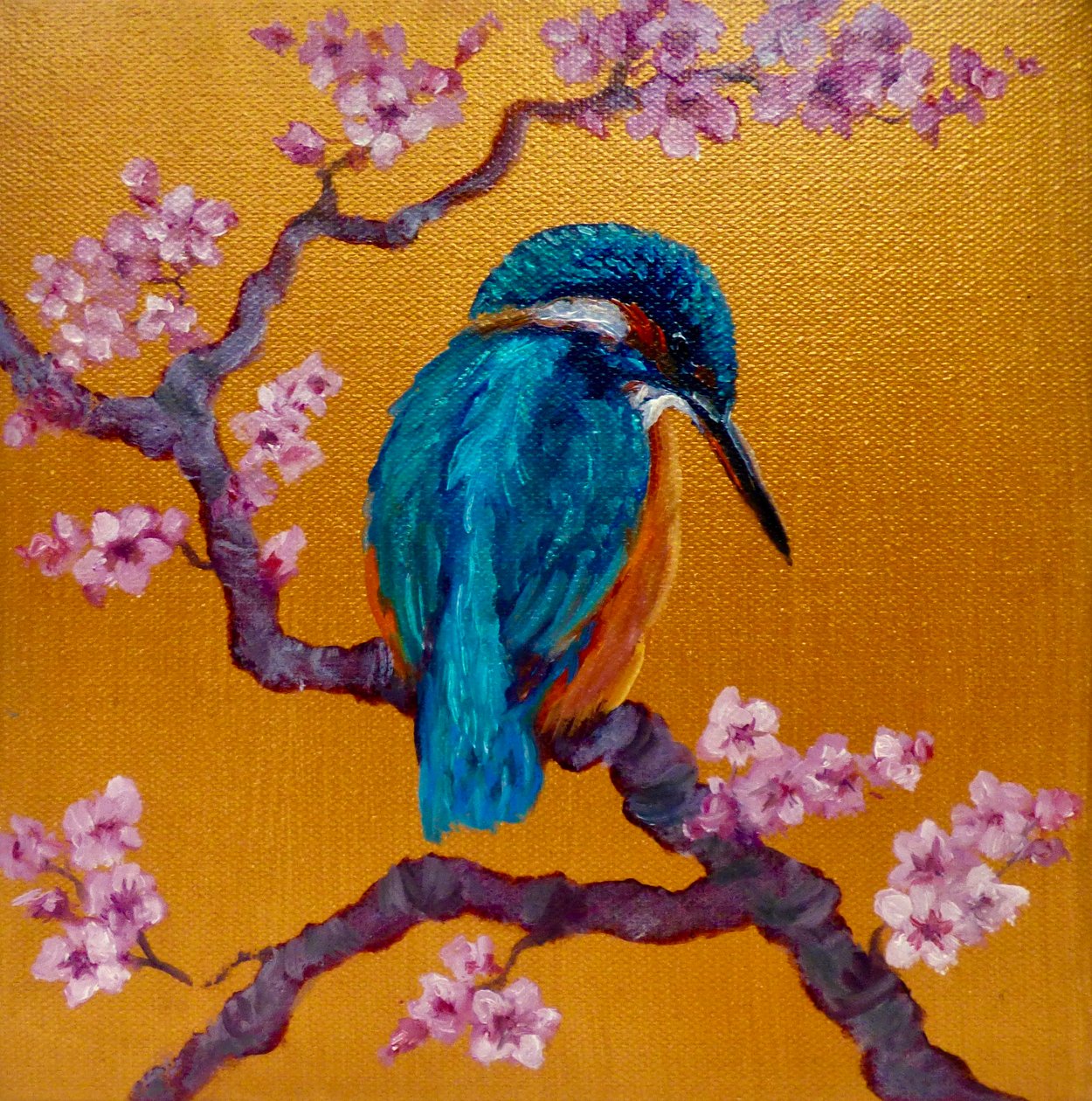 Kingfisher on Blossoms II, 2022 de Lee Campbell