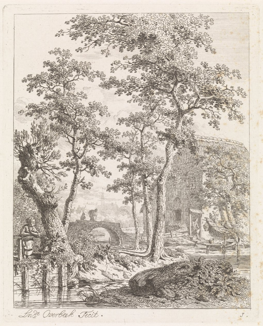 Fazenda na água Paisagens com figuras (título da série) de Leendert Overbeek