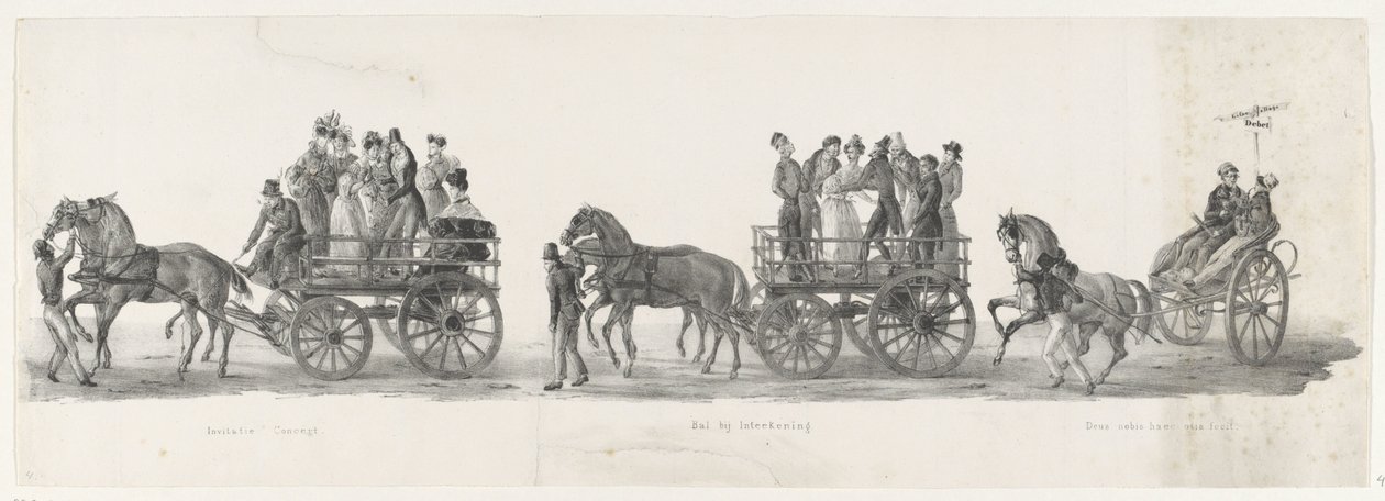 Convite para um concerto, o baile e estudantes bêbados, 1835 Concerto Convite / Baile no Inteekening / Deus nobis haec otia fecit (título no objeto) As performances individuais que a ascensão realizada por H.H. Alunos da Leidsche Hoogeschoo de Leendert Springer (I)