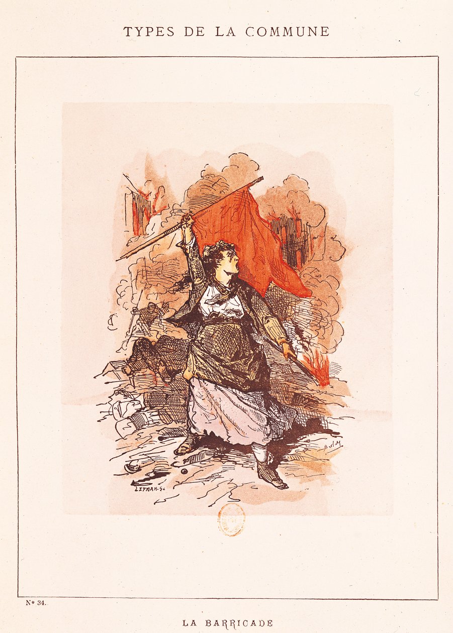 A barricada, no. 34 de &39;Types de la Commune&39;, 1871 de Lefman