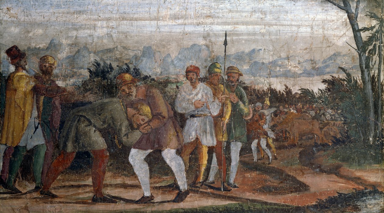 Cena de Vida de Prodigal Son, por Circle of Lelio Orsi (1511-1587), Rocca di Novellara, Emilia-Romagna, Itália de Lelio Orsi da Novellara