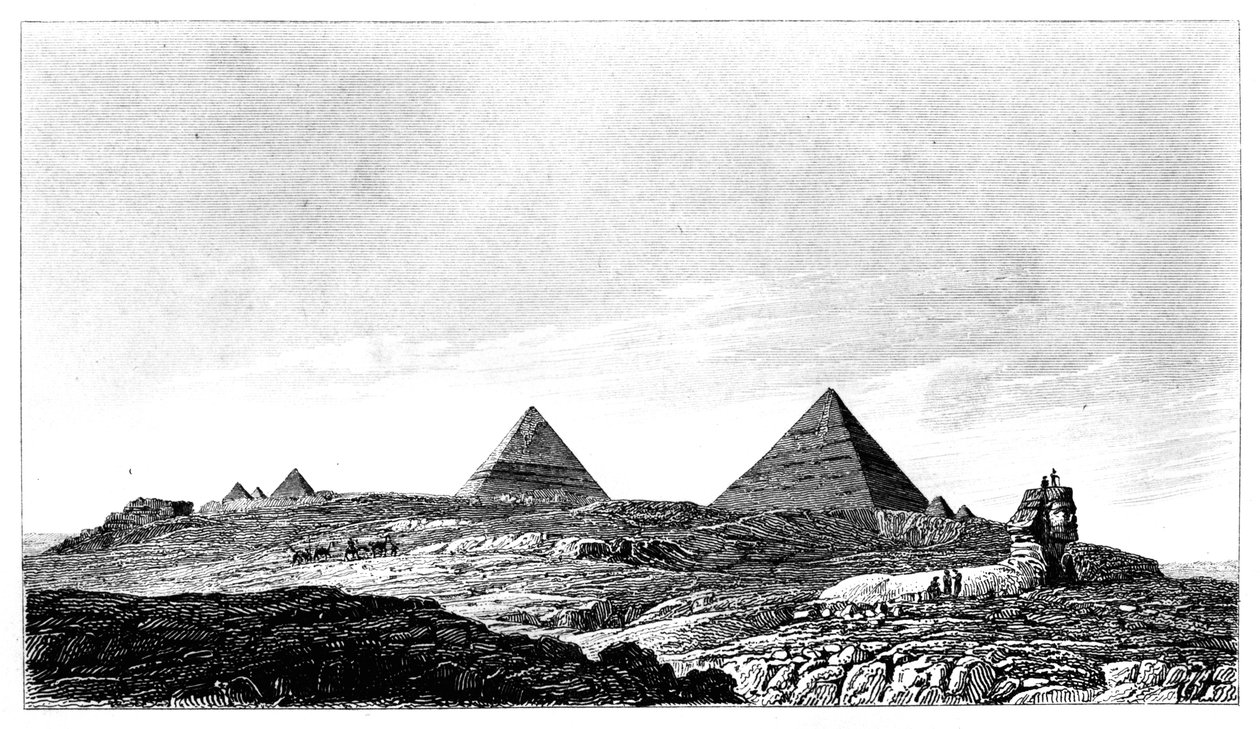 As pirâmides e esfinge, Gizé, Egito, século XIX de Lemaitre