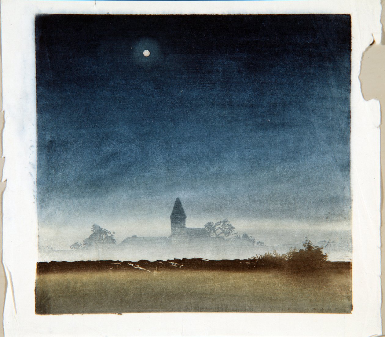 Paisagem enluarada, c.1920 (xilogravura) de Leo Frank
