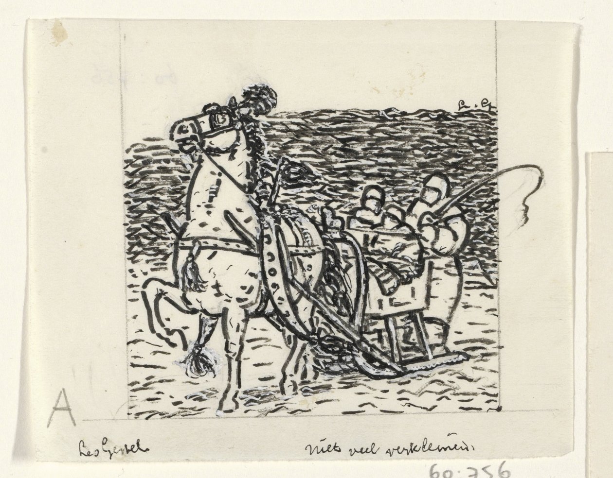 Trenó puxado por um cavalo de Leo Gestel (signed by artist)