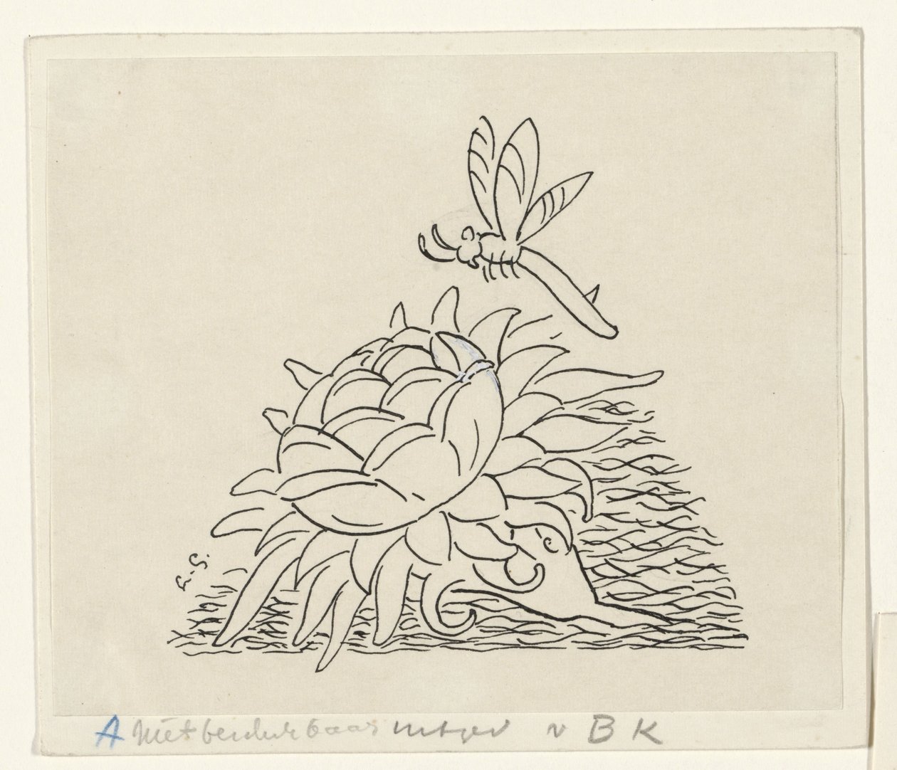 Flor com uma libélula de Leo Gestel (signed by artist)