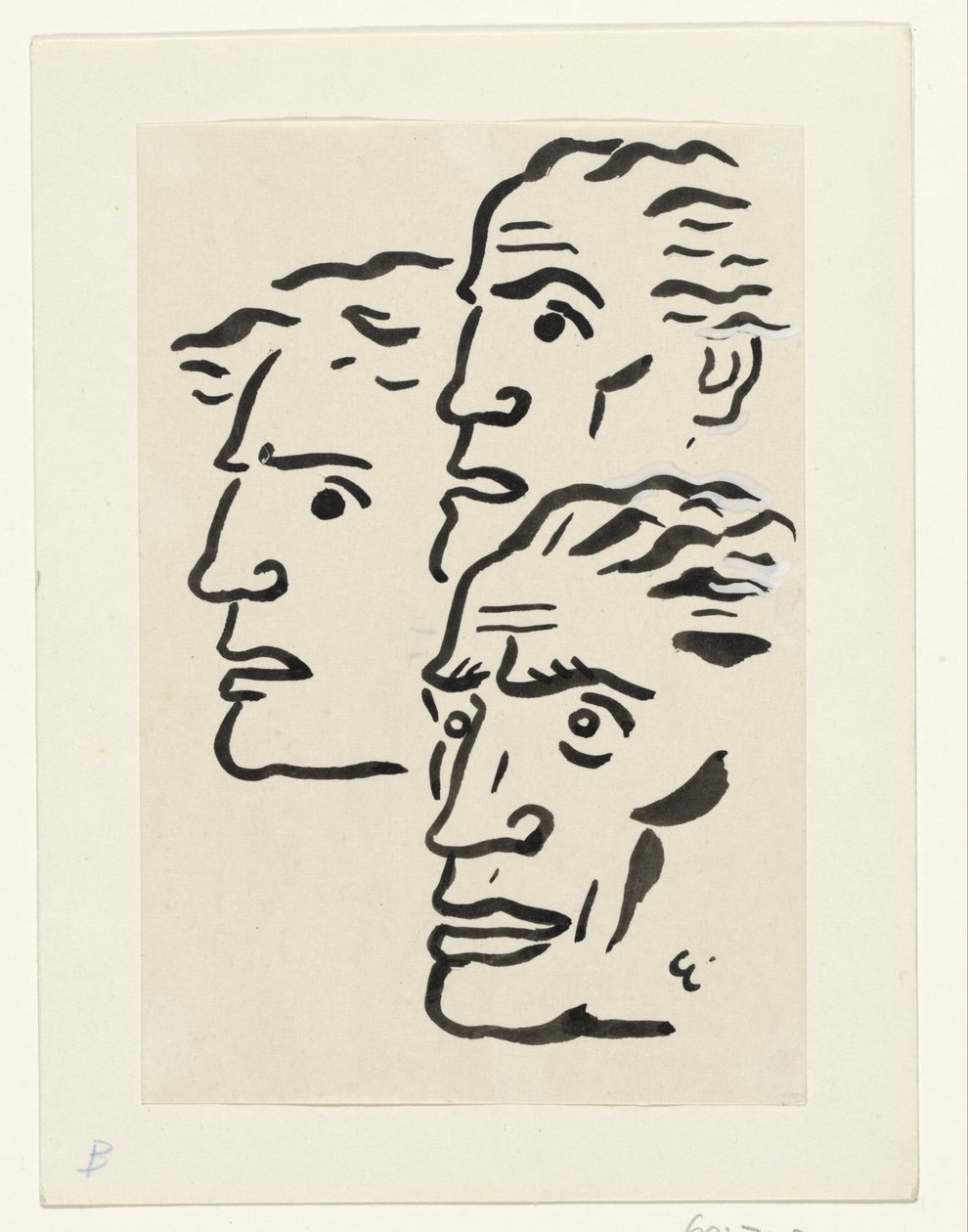 Três rostos de homens de Leo Gestel (signed by artist)