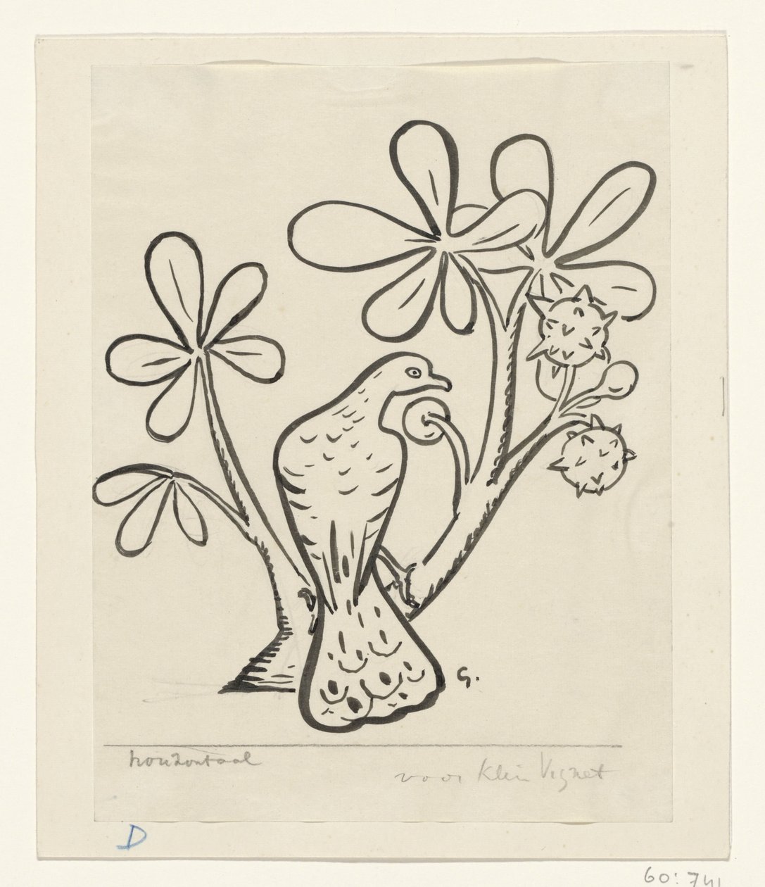 Pomba em um galho de uma castanheira de Leo Gestel (signed by artist)