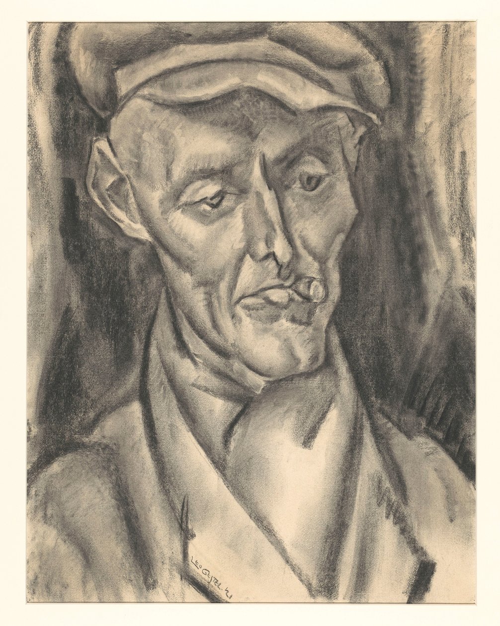 Homem com boné e charuto de Leo Gestel (signed by artist)
