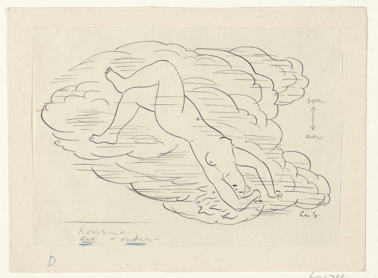 Mulher nua nas nuvens de Leo Gestel (signed by artist)
