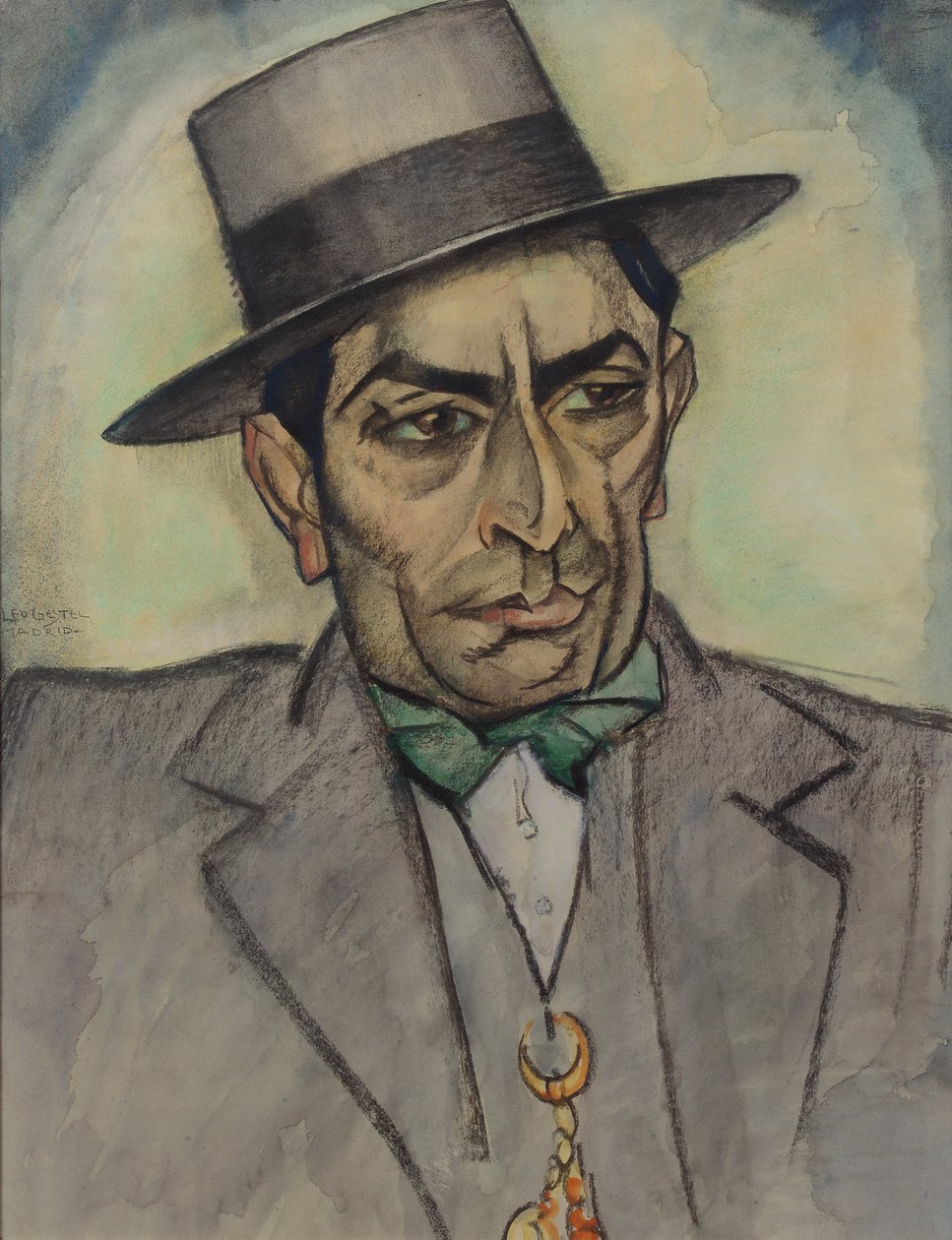 A Man in Spanish Costume, c. 1914 (carvão vegetal, pastel e aguarela sobre papel) de Leo Gestel