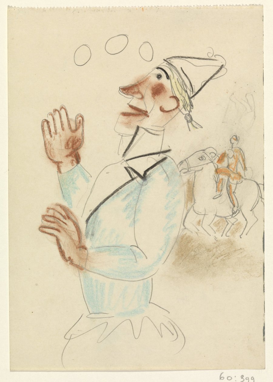 Palhaço e cavaleiro a cavalo de Leo Gestel