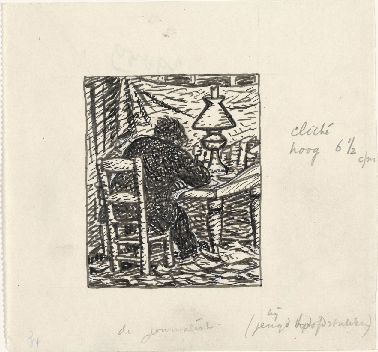 O homem escreve a uma mesa de Leo Gestel