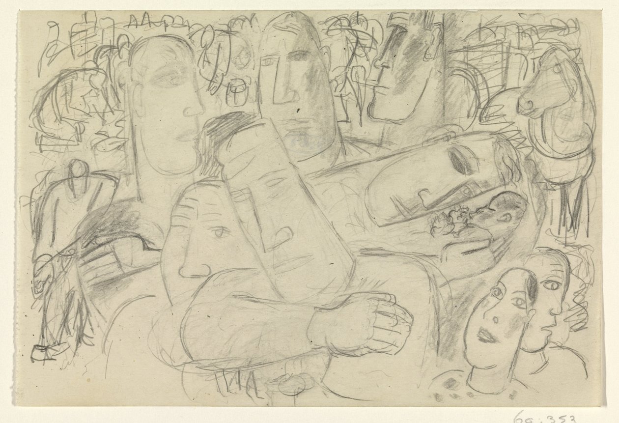Pessoas, rostos e um cavalo de Leo Gestel