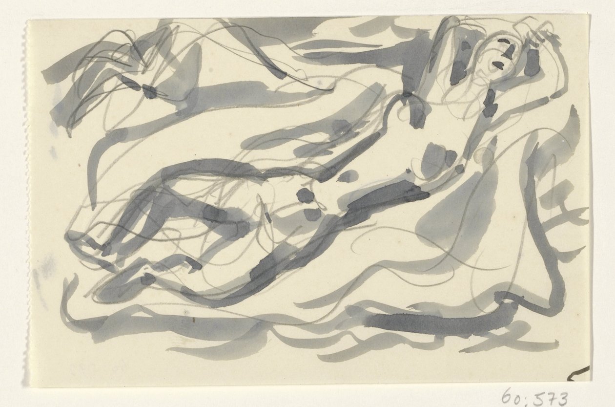 Mulher nua e cavalo no mar de Leo Gestel
