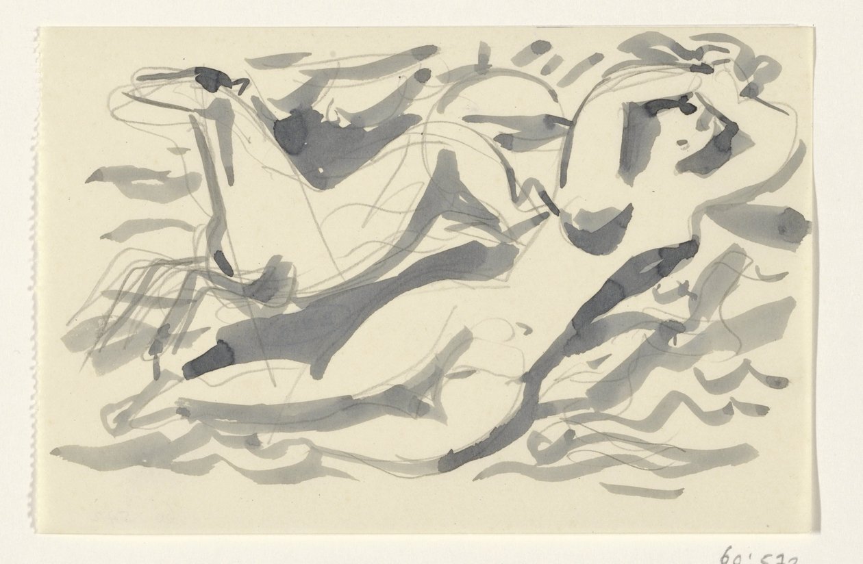 Mulher nua e cavalo no mar de Leo Gestel