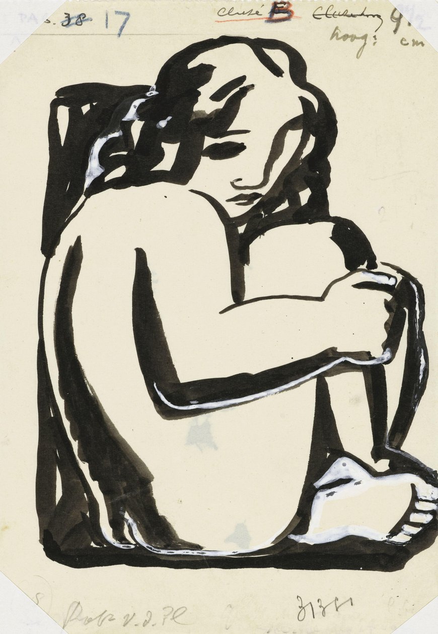 Mulher sentada nua com joelhos dobrados (esboço) de Leo Gestel