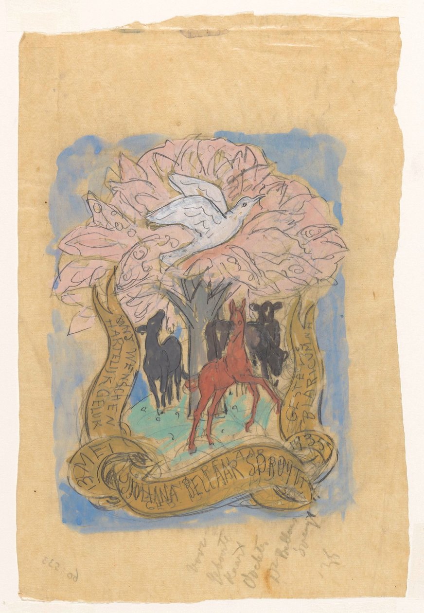 Desenho de design para parabéns pelo nascimento de Juliana Bellaar Spruyt de Leo Gestel
