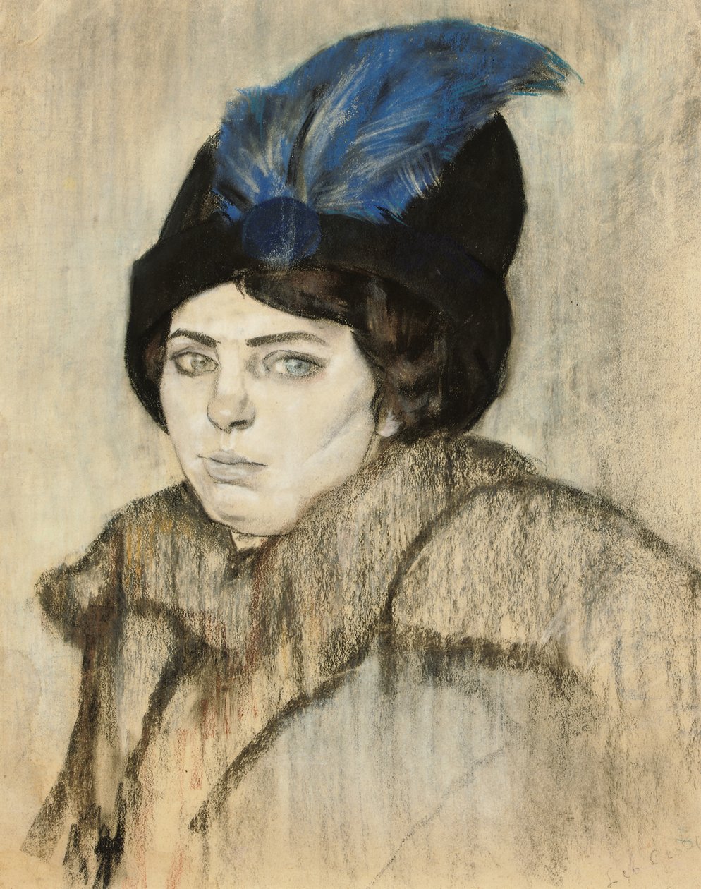 Retrato de Marie Boendermaker-Schoenmaker (giz e pastel sobre papel) de Leo Gestel