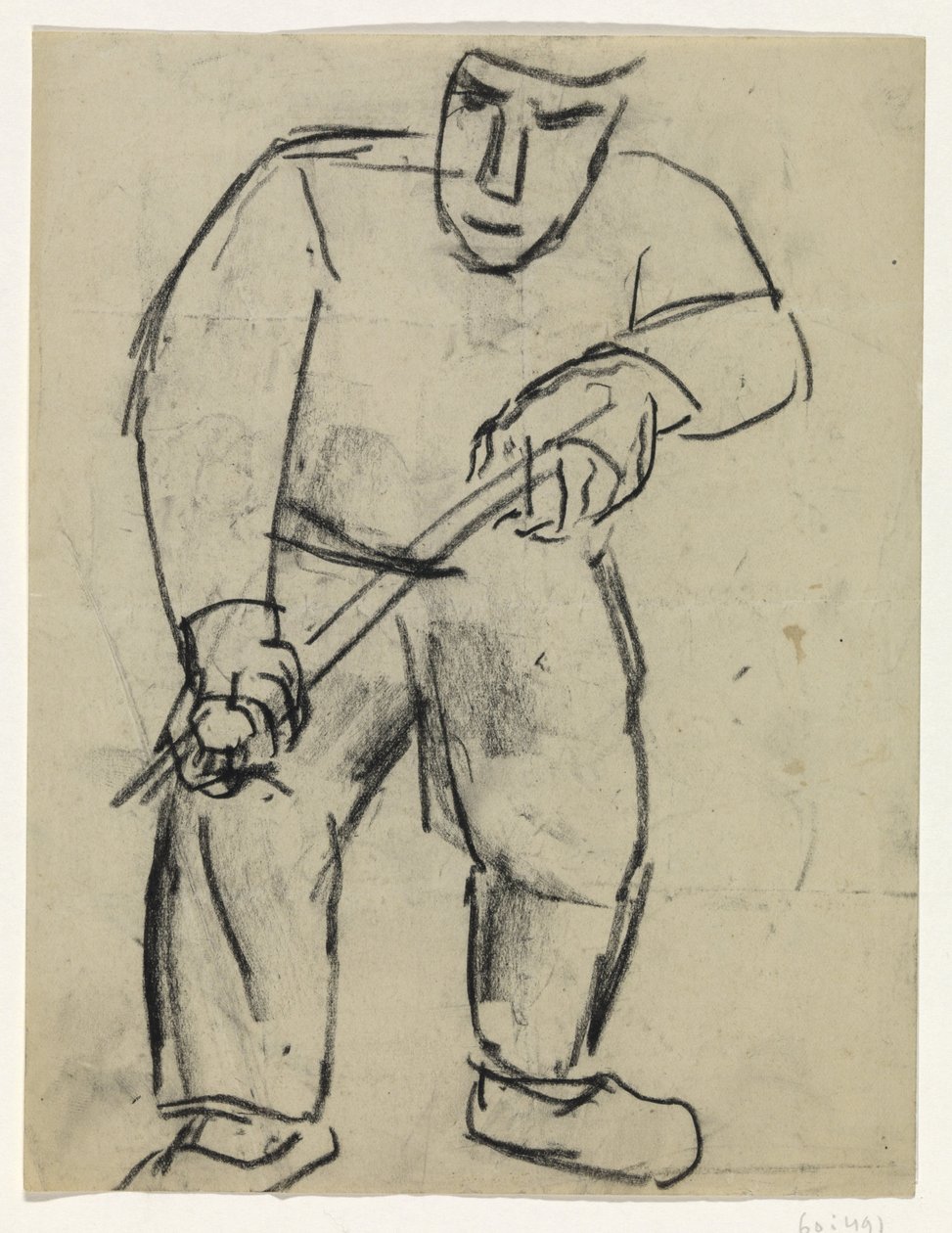 Homem de pé com pau nas mãos de Leo Gestel