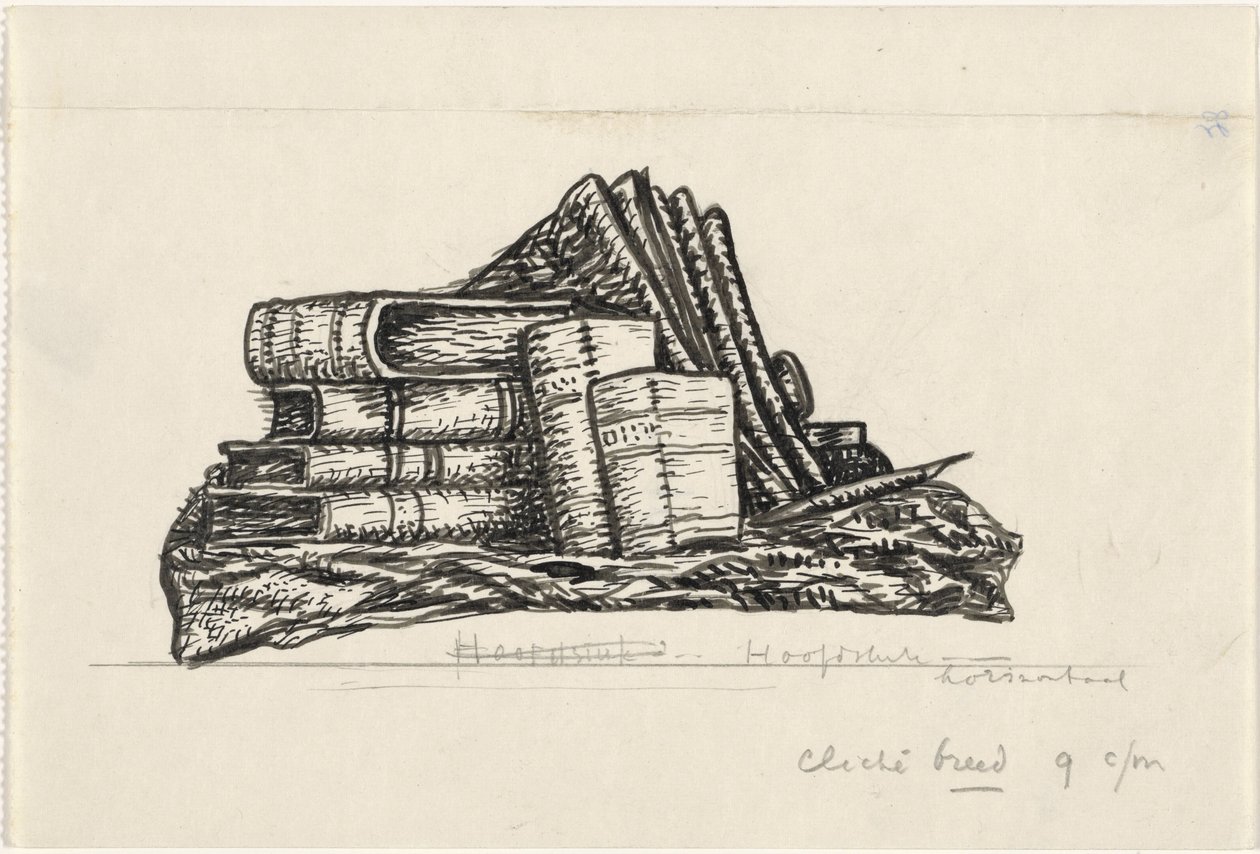 Pilha de livros e artigos de papelaria de Leo Gestel