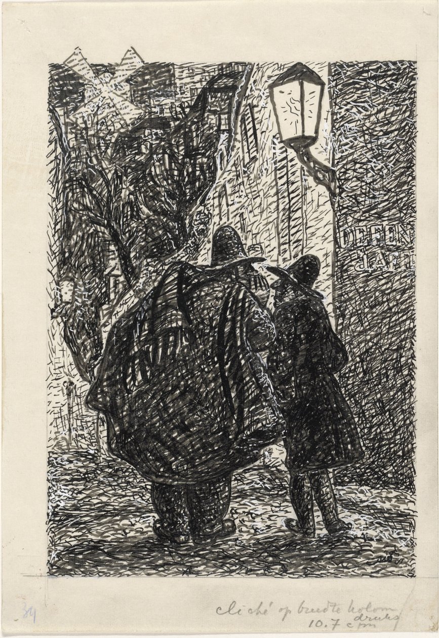 Dois homens na rua no escuro de Leo Gestel