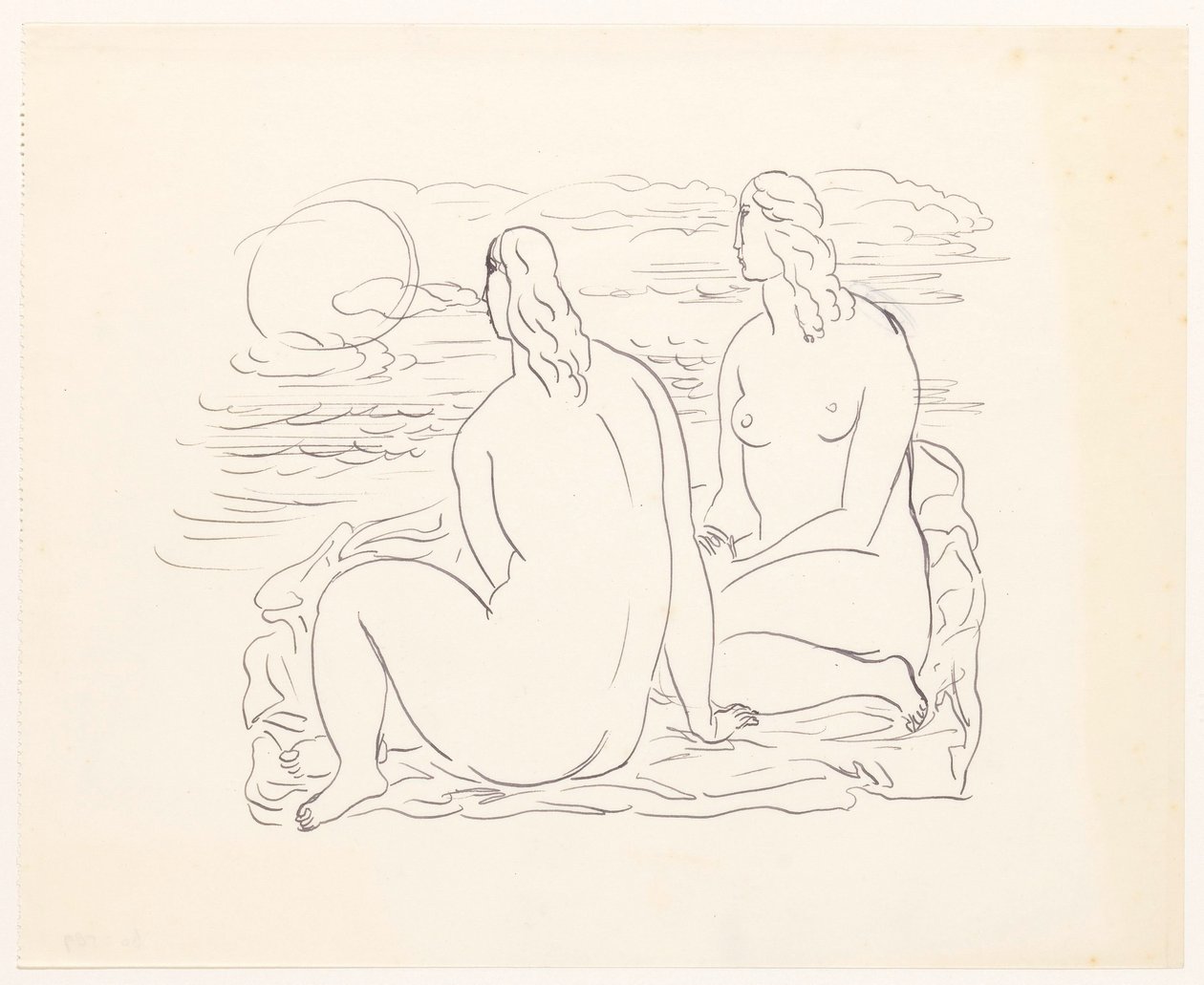 Duas mulheres nuas na praia de Leo Gestel