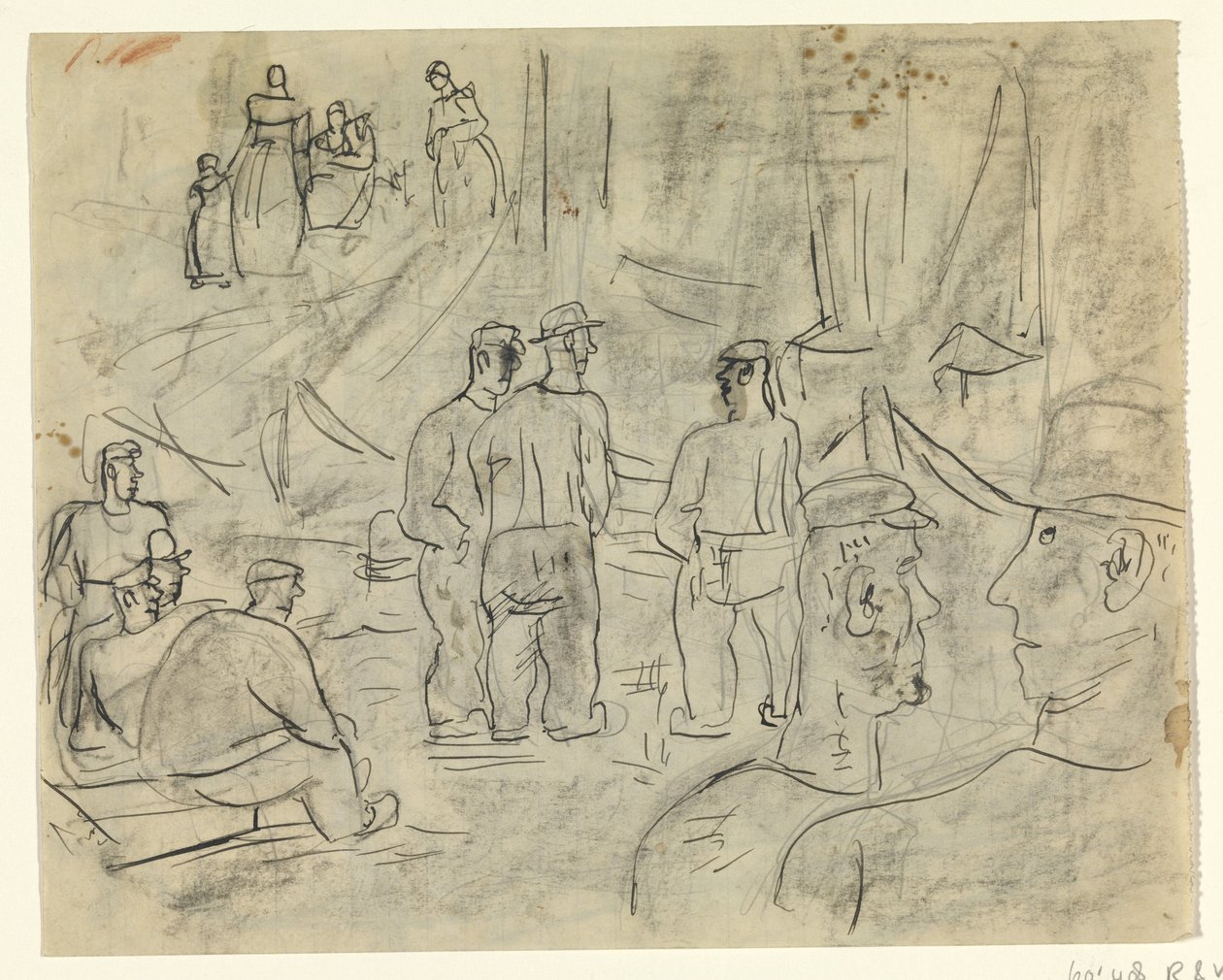 Pescadores num porto de Leo Gestel