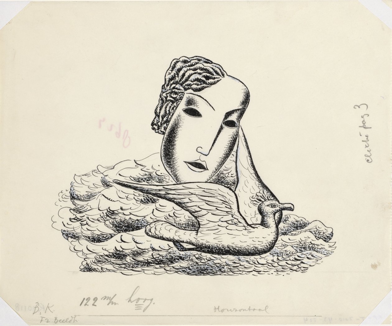 Cabeça de mulher com pássaro (esboço) de Leo Gestel