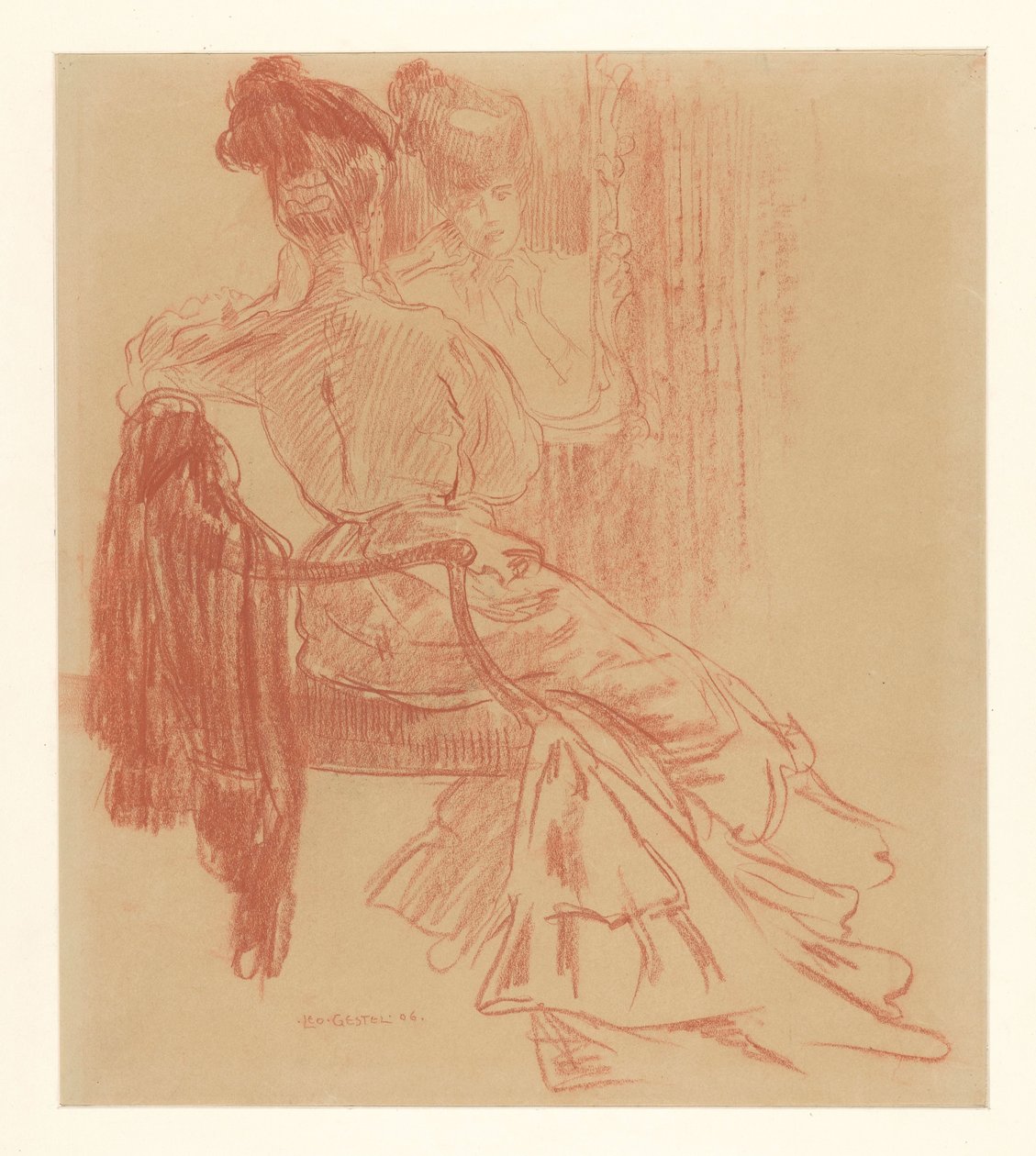 Senhora sentada em frente ao espelho de Leo Gestel