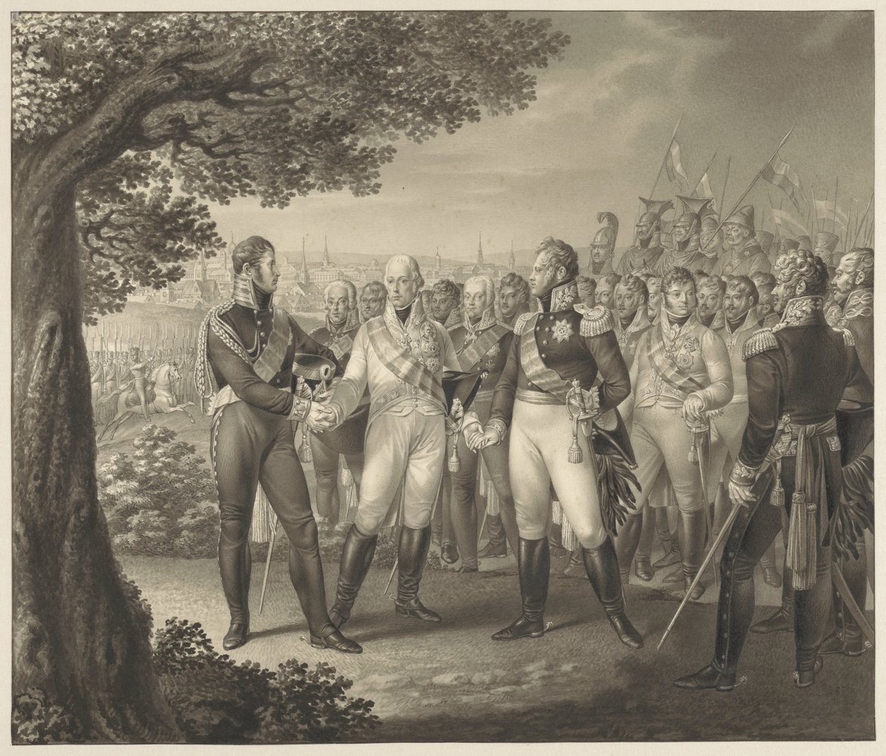 Primeira reunião dos Monarcas Aliados com seus ministros em Praga, 18 de agosto de 1813 de Leo Wolf