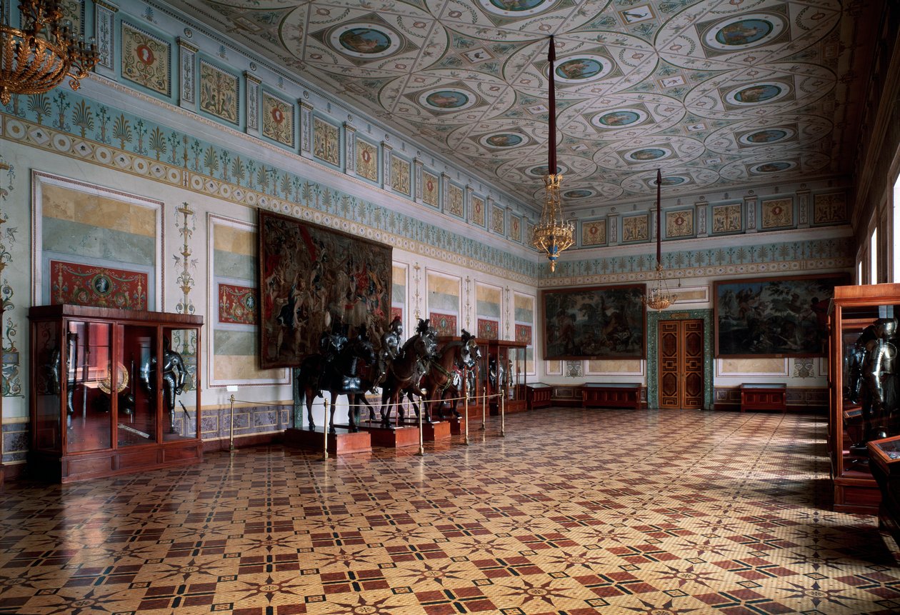 O Knight Hall Arsenal do Hermitage em São Petersburgo, século c19 de Leo von Klenze