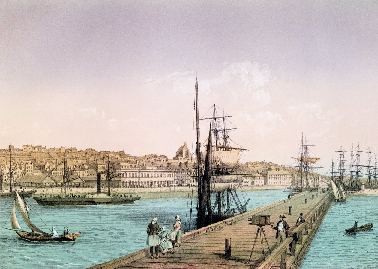 Vista do porto de Boulogne, de uma série intitulada "France of Our Days", 1856 de Leon Auguste Asselineau