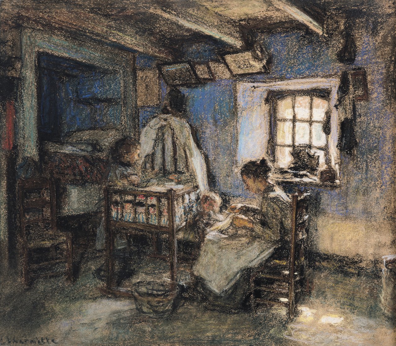 Doméstico Interior, Wissant, 1913 (pastel sobre papel) de Leon Augustin Lhermitte