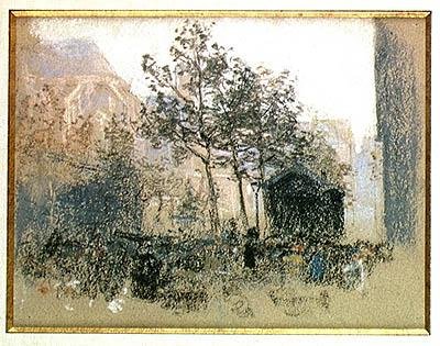 Les Halles, 1893 (pastel no cartão) de Leon Augustin Lhermitte