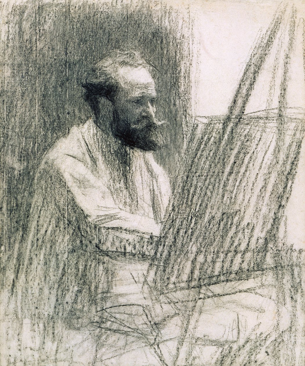 Retrato de Edouard Manet (1832-83) no seu Cavalete de Leon Augustin Lhermitte
