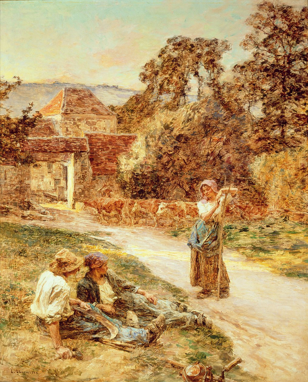 Pôr do sol, retorno do gado, 1897 de Leon Augustin Lhermitte