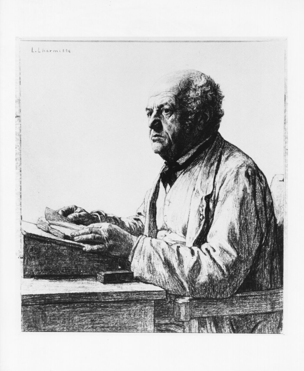 O pai do artista (carvão no papel) de Leon Augustin Lhermitte