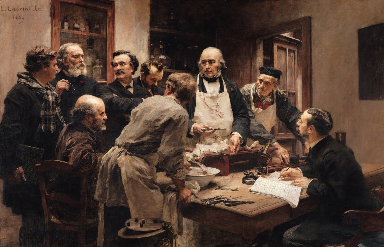 A lição de Claude Bernard (1813-1878) ou, Sessão no Laboratório de Vivissecção, 1889 de Leon Augustin Lhermitte