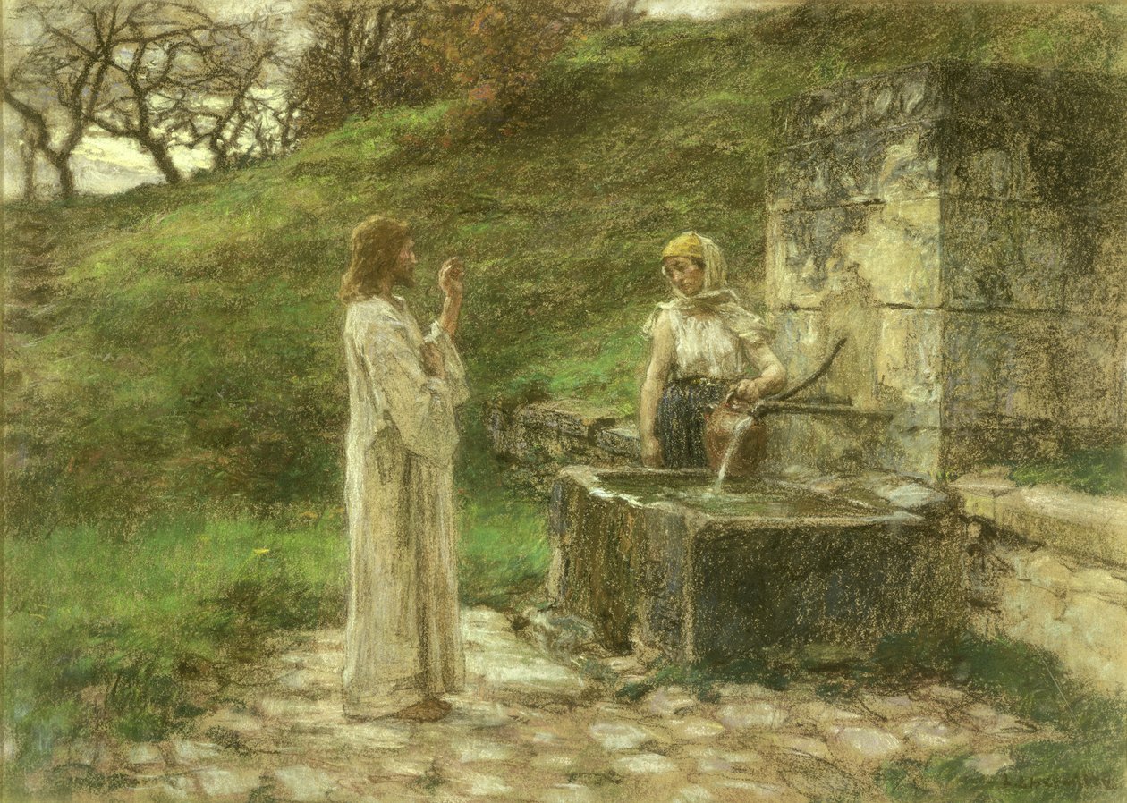 O samaritano no poço (pastel sobre tela) de Leon Augustin Lhermitte