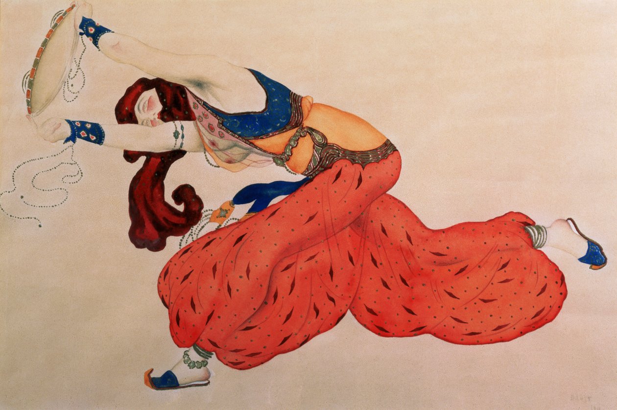 Um estudo para uma figura de um dançarino para Scheherazade de Leon Bakst