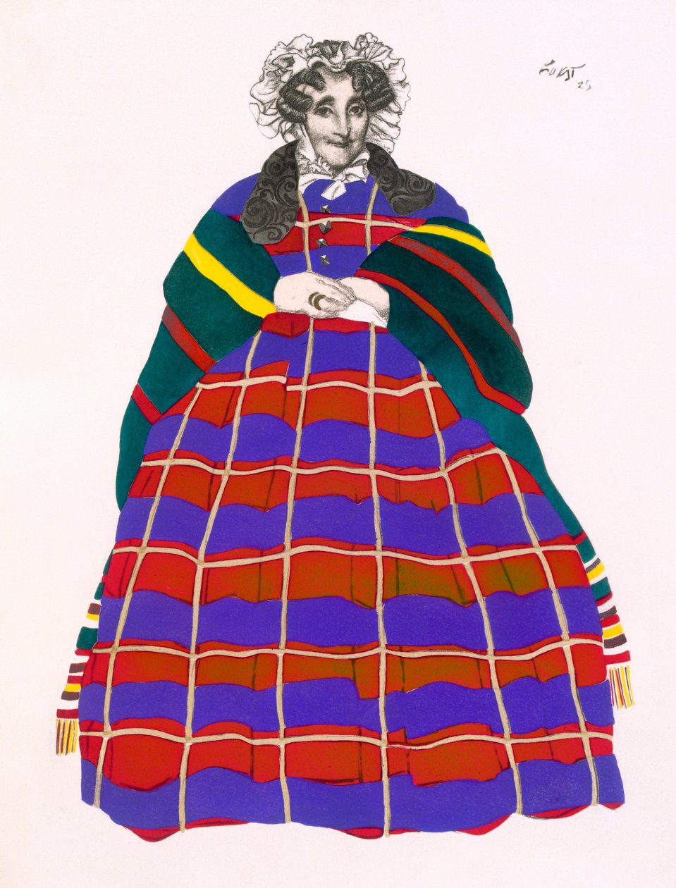 Figurino para Madame Loenfowitch em Moscou em Olden Times, para o Espetáculo da Arte Russa, 1922 de Leon Bakst