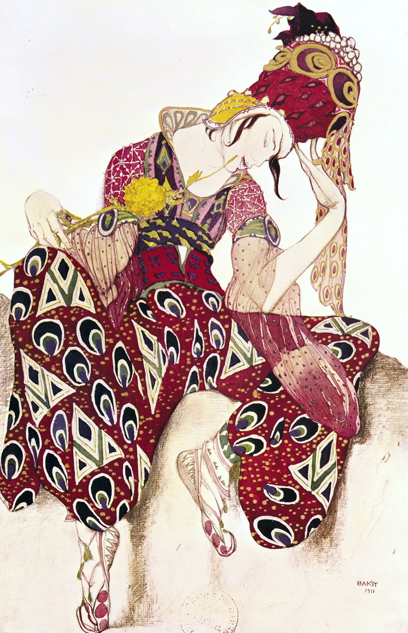 Figurinos para Nijinsky no ballet &39;La Peri&39; de Paul Dukas (1865-1935) 1911 de Leon Bakst