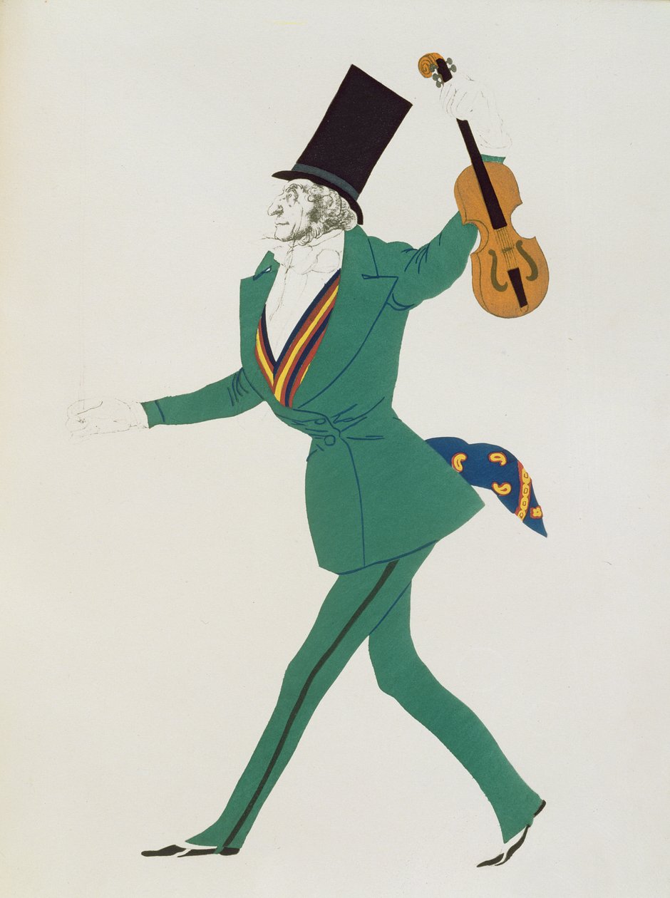 Figurinos de Paganini em &39;A Noite Encantada&39; de Gabriele d&39;Annunzio (1863-1938) c.1923 de Leon Bakst