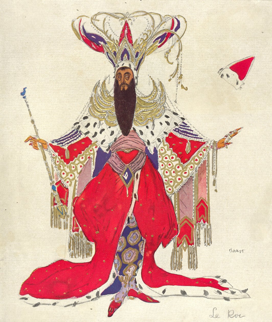 Figurino para Potifar em &39;The Legend of Joseph&39;, 1914 (wc e ouro sobre papel) de Leon Bakst